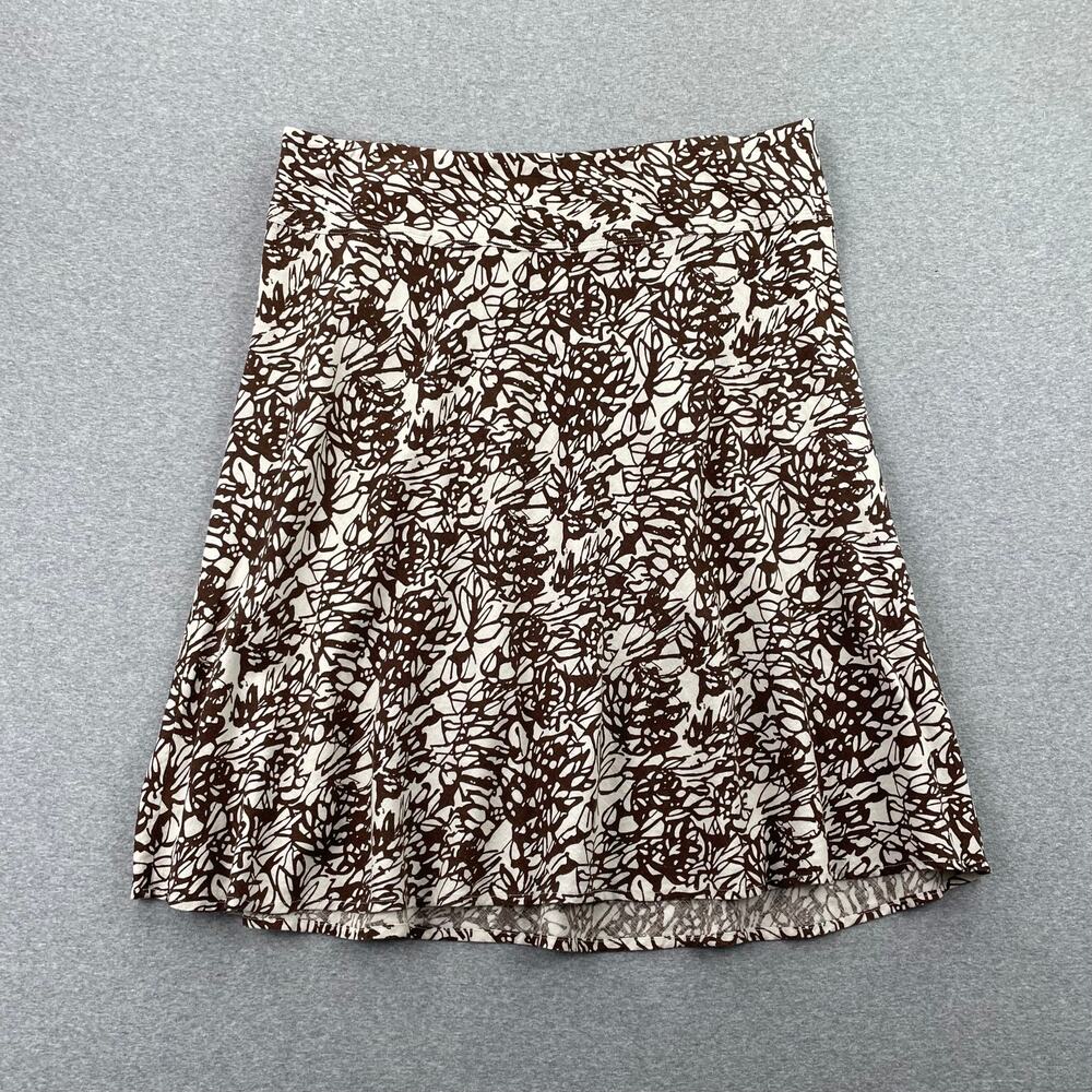 VTG Y2K Merona Skirt 18W Brown Cream Floral Linen Blend Cottagecore Fairy Boho
